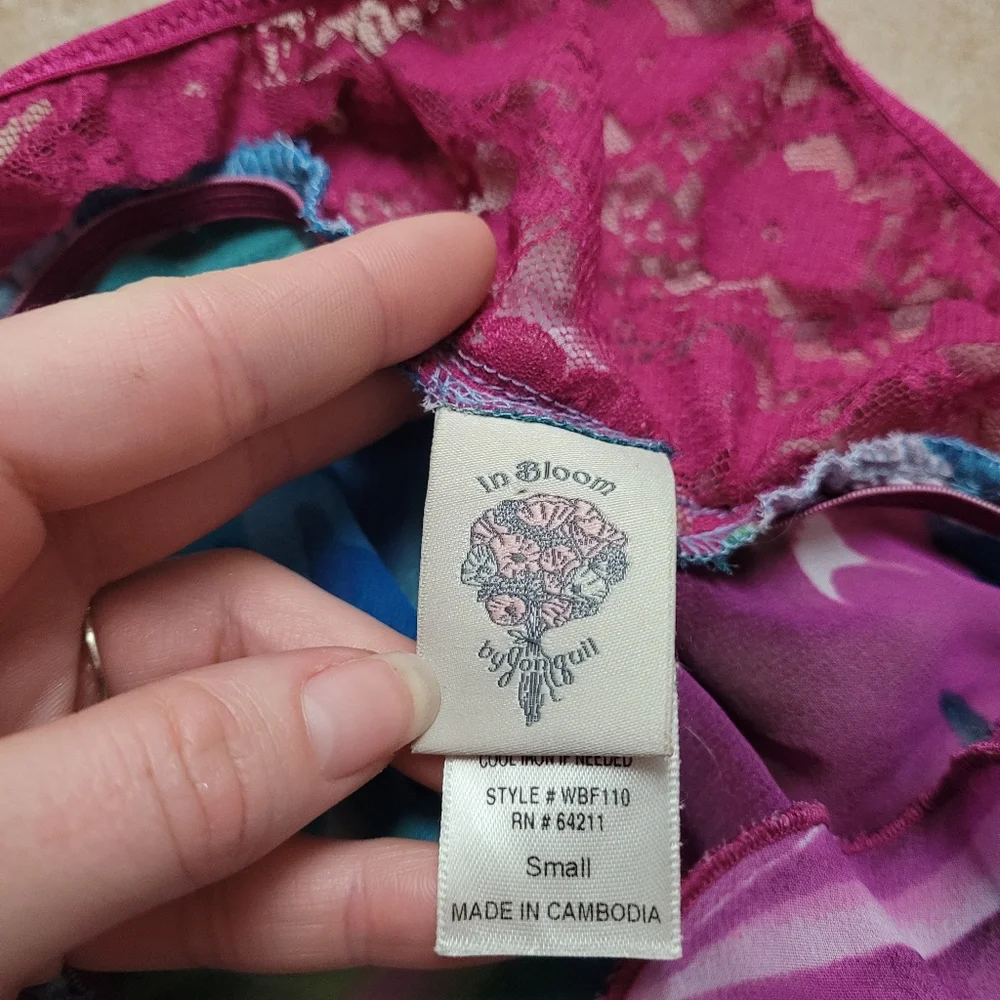 In bloom Purple Blue Floral Sheer Ruffle Nightgown